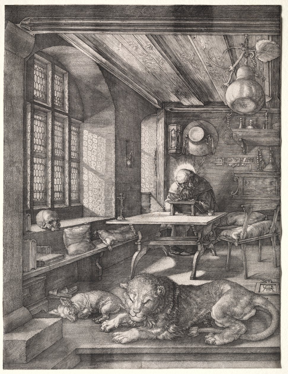 Pyhä Hieronymus opiskelussaan tekijältä Albrecht Dürer