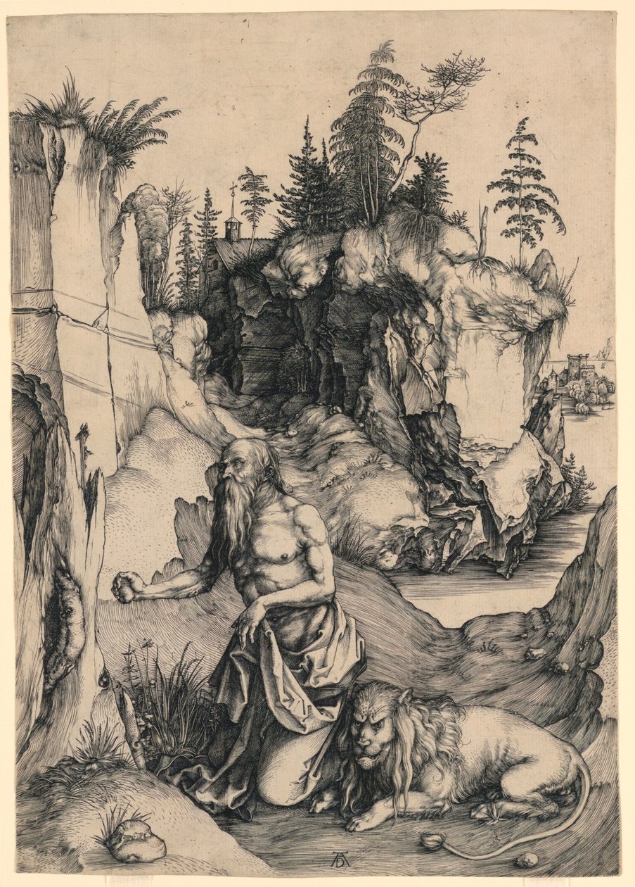 Pyhä Hieronymus katumuksessa tekijältä Albrecht Dürer