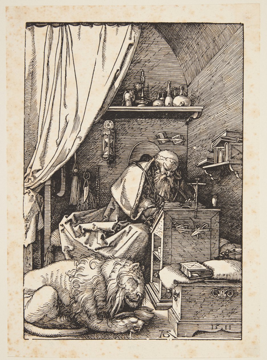 St. Jerome sellissään tekijältä Albrecht Dürer