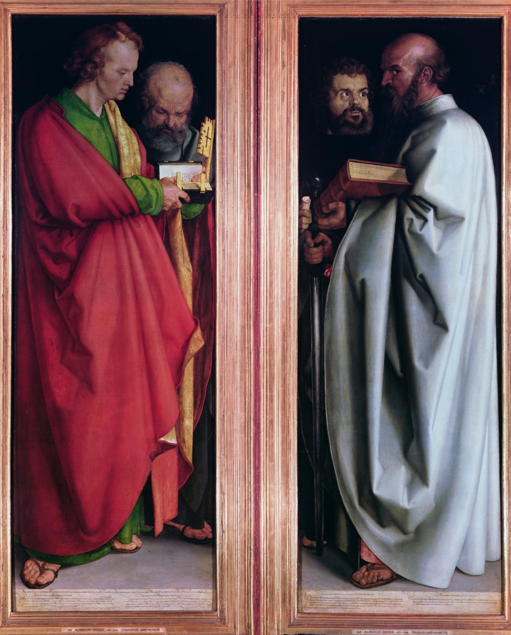 Pyhä Johannes Pyhän Pietarin kanssa ja Pyhä Paavali Pyhän Markuksen kanssa, 1526 tekijältä Albrecht Dürer