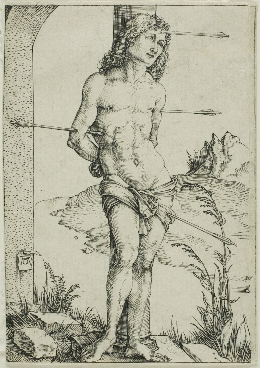 Pyhä Sebastián sidottu pylvääseen tekijältä Albrecht Dürer