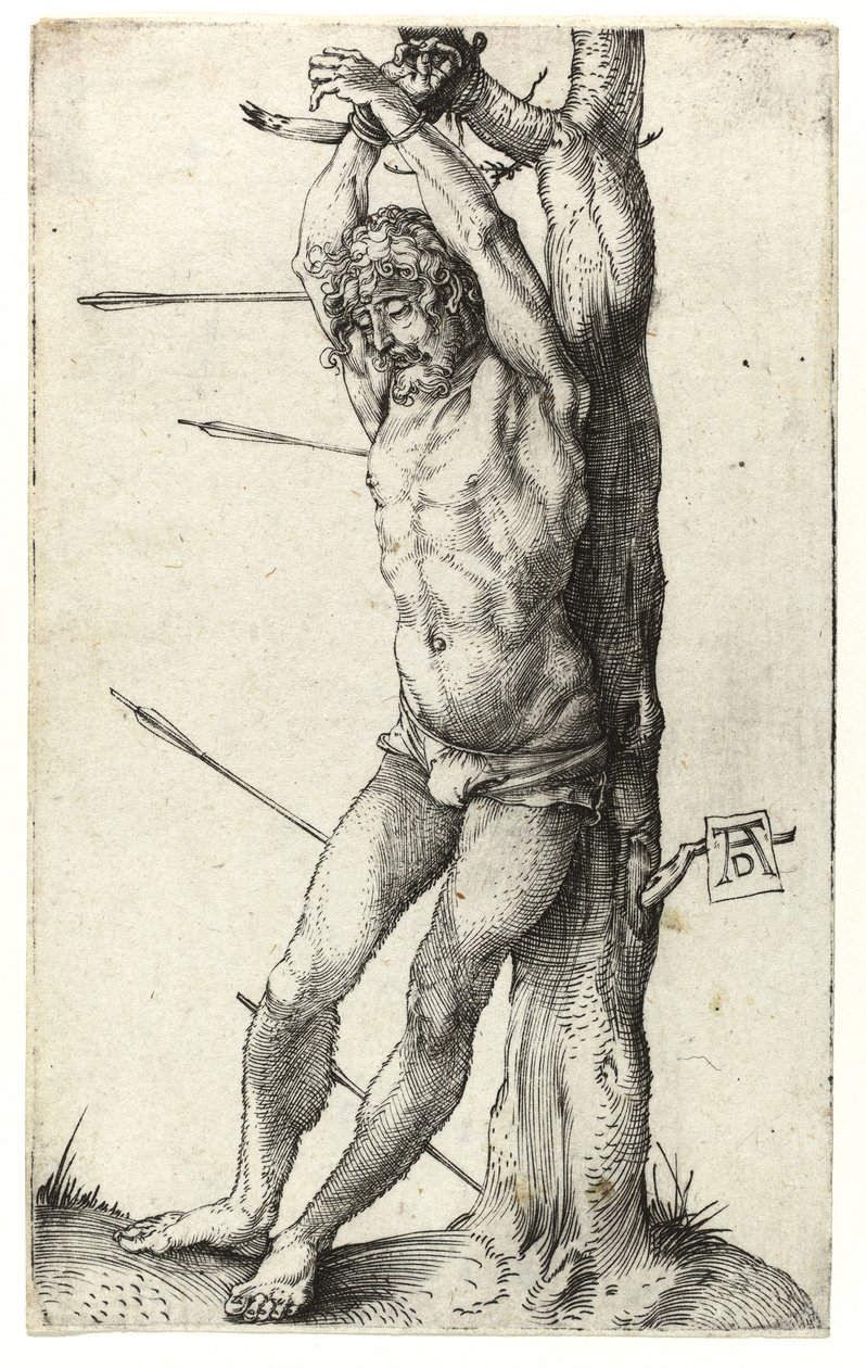 Pyhä Sebastian sidottu puuhun, n. 1501 tekijältä Albrecht Dürer