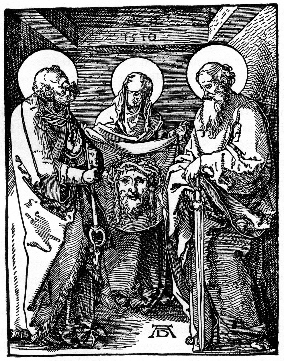 Pyhä Veronica ja Sudarium Pietarin ja Paavalin välillä, 1510, 1936 tekijältä Albrecht Dürer