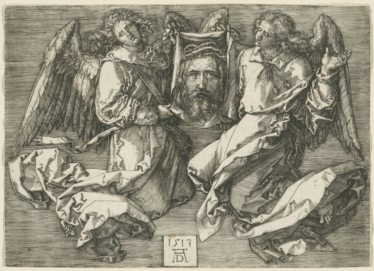 Sudarium Esittelee Two Angels tekijältä Albrecht Dürer