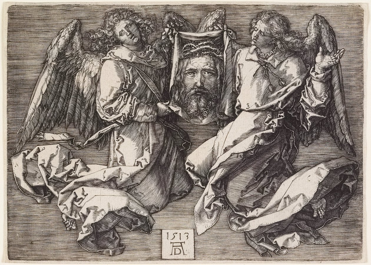 Kaksi enkeliä esittelee sudariumia tekijältä Albrecht Dürer