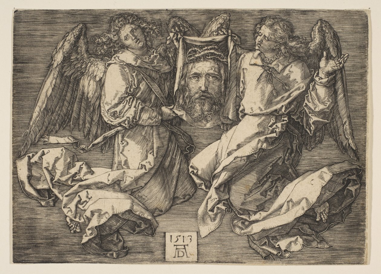 Kahden enkelin pitelemä hikiliina tekijältä Albrecht Dürer