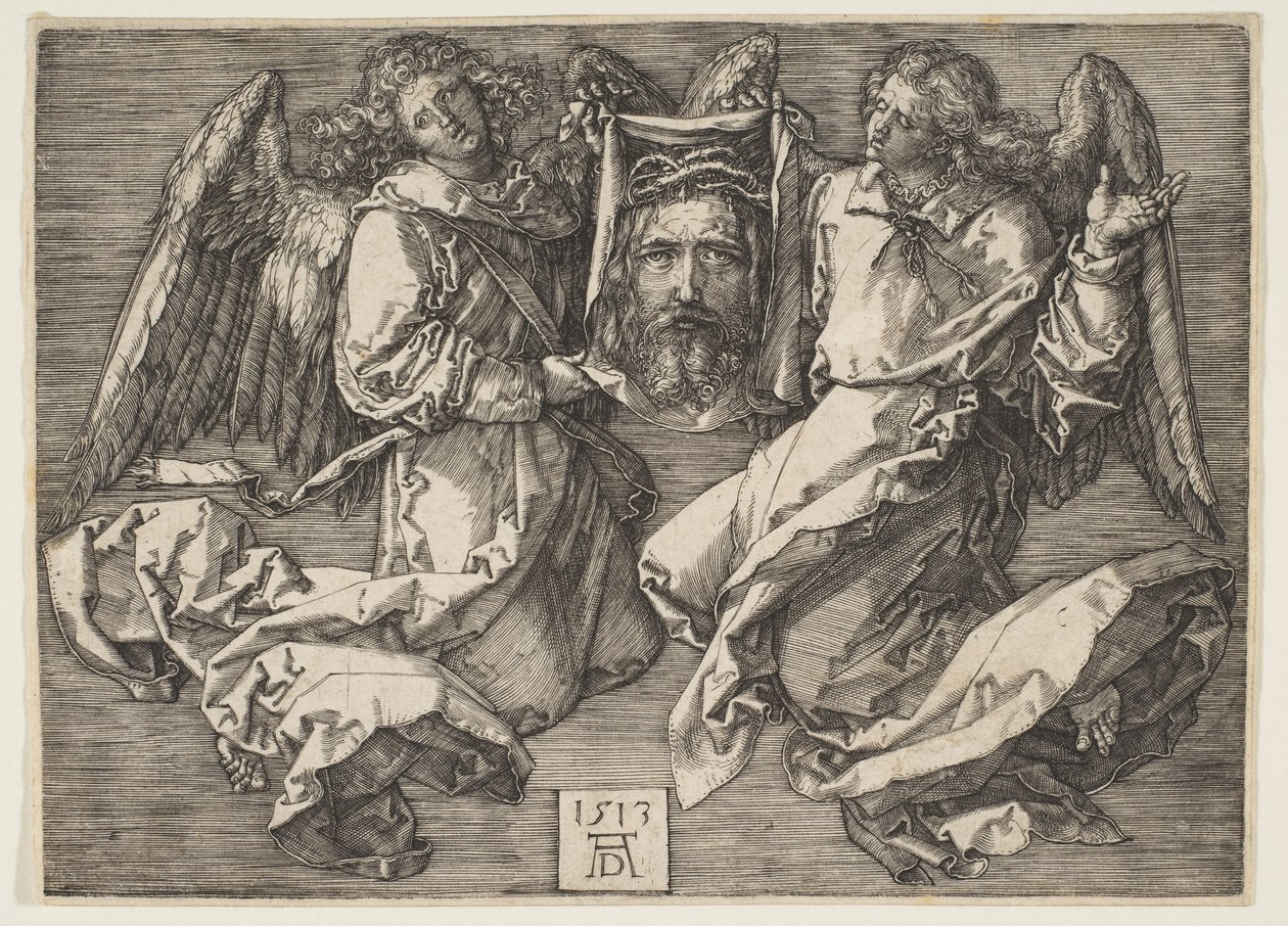 Kahden enkelin pitelemä hikiliina tekijältä Albrecht Dürer