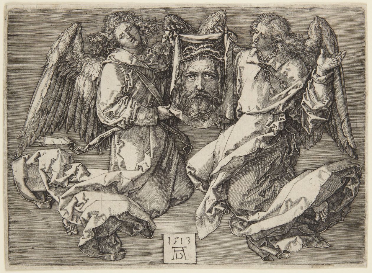 Kahden enkelin pitelemä hikiliina tekijältä Albrecht Dürer