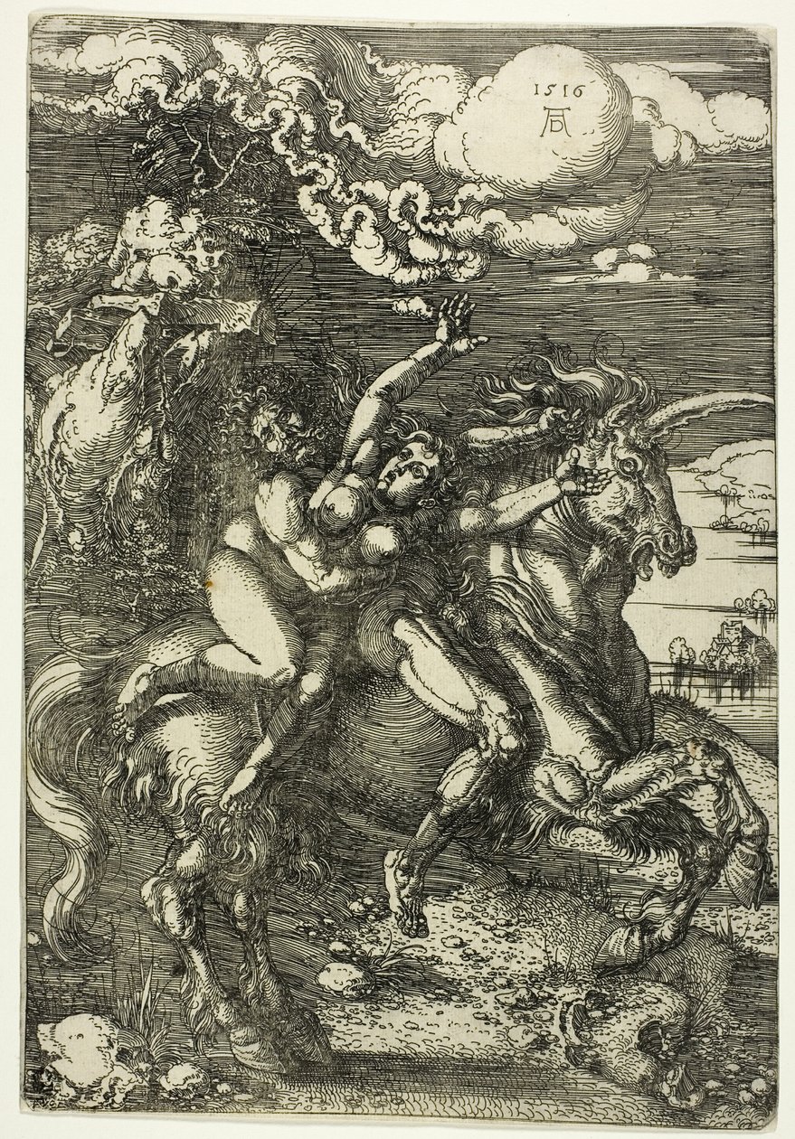 Proserpinen sieppaus yksisarvisella tekijältä Albrecht Dürer