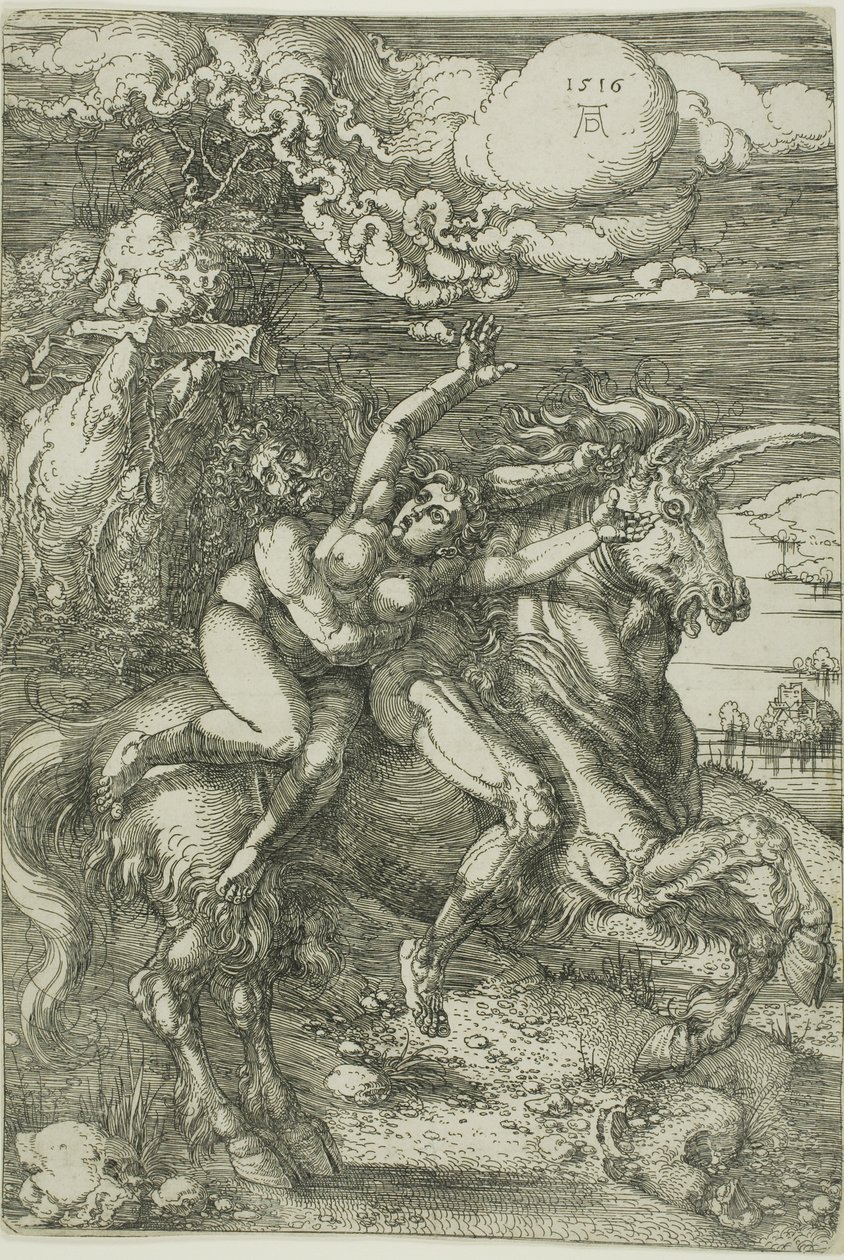 Proserpinen sieppaus yksisarvisella tekijältä Albrecht Dürer