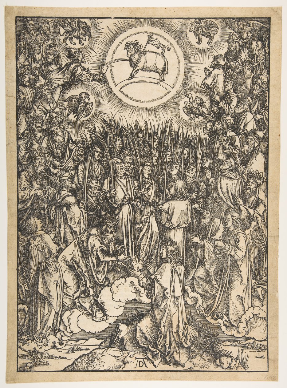 Karitsan palvonta, The Apocalypse, latinalainen painos, 1511, 1511. tekijältä Albrecht Dürer