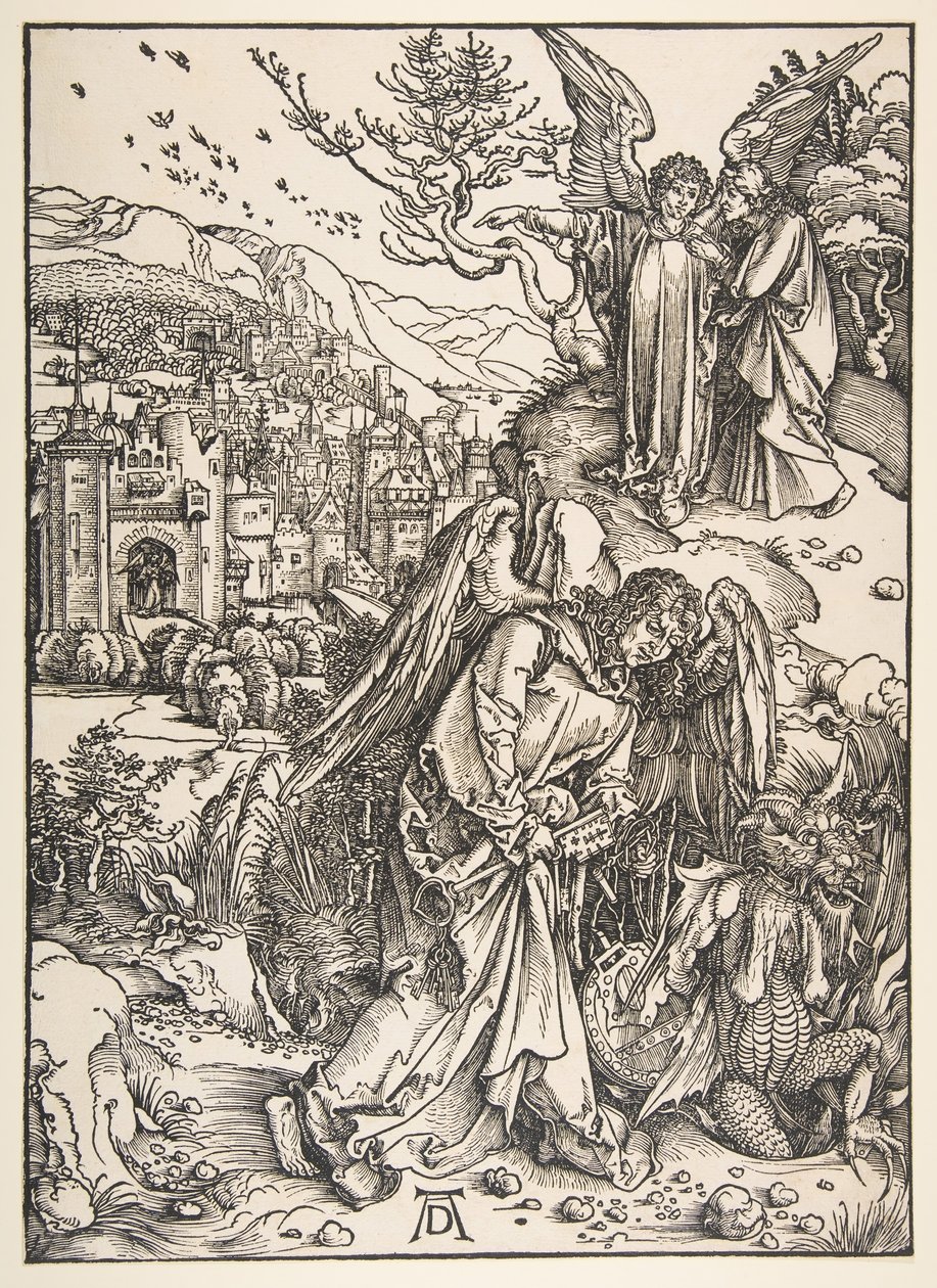 Enkeli avaimella pohjattomaan kaivoon, 1511. tekijältä Albrecht Dürer
