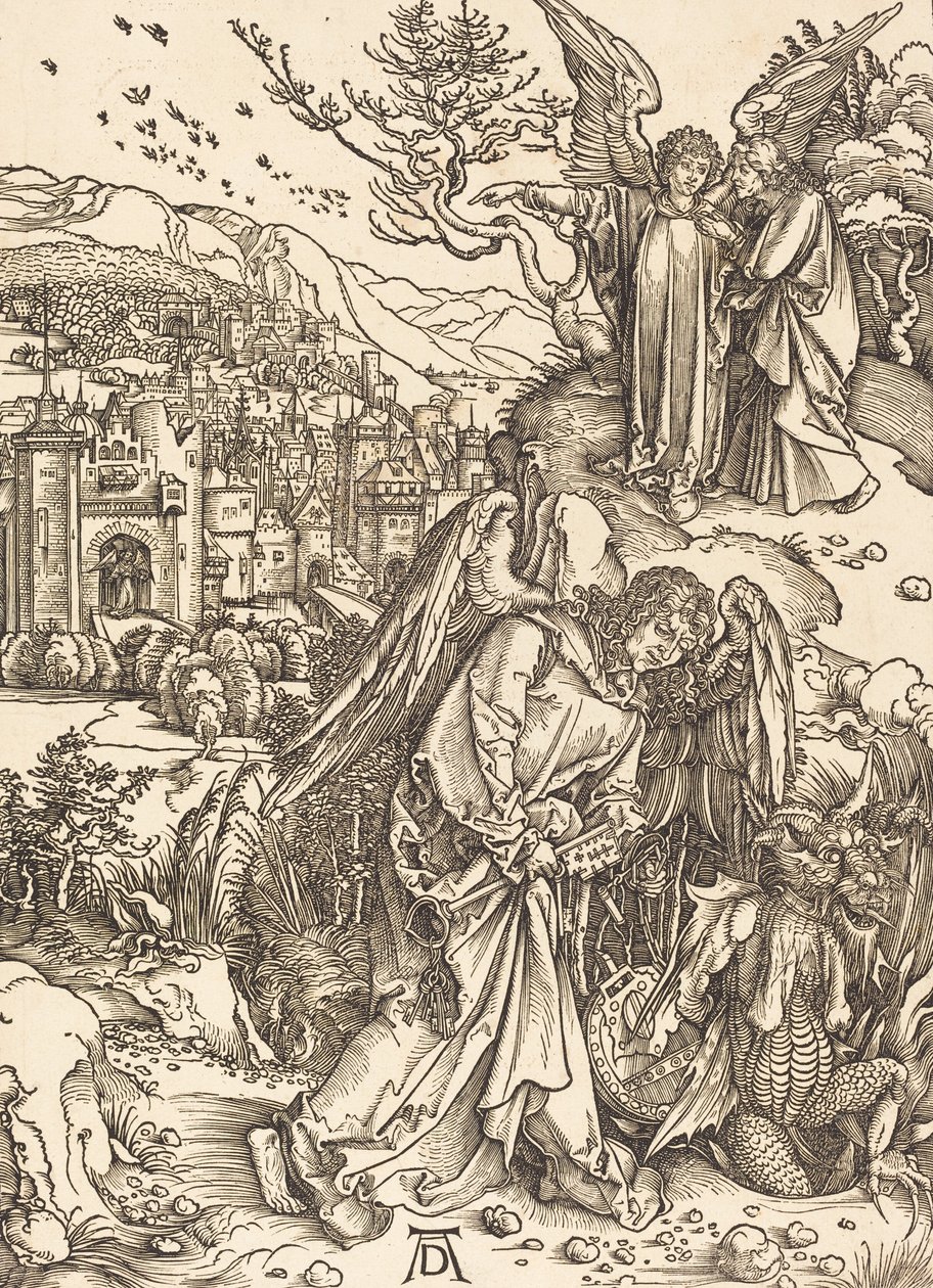Enkeli avaimella pohjattomaan kaivoon, 1498. tekijältä Albrecht Dürer