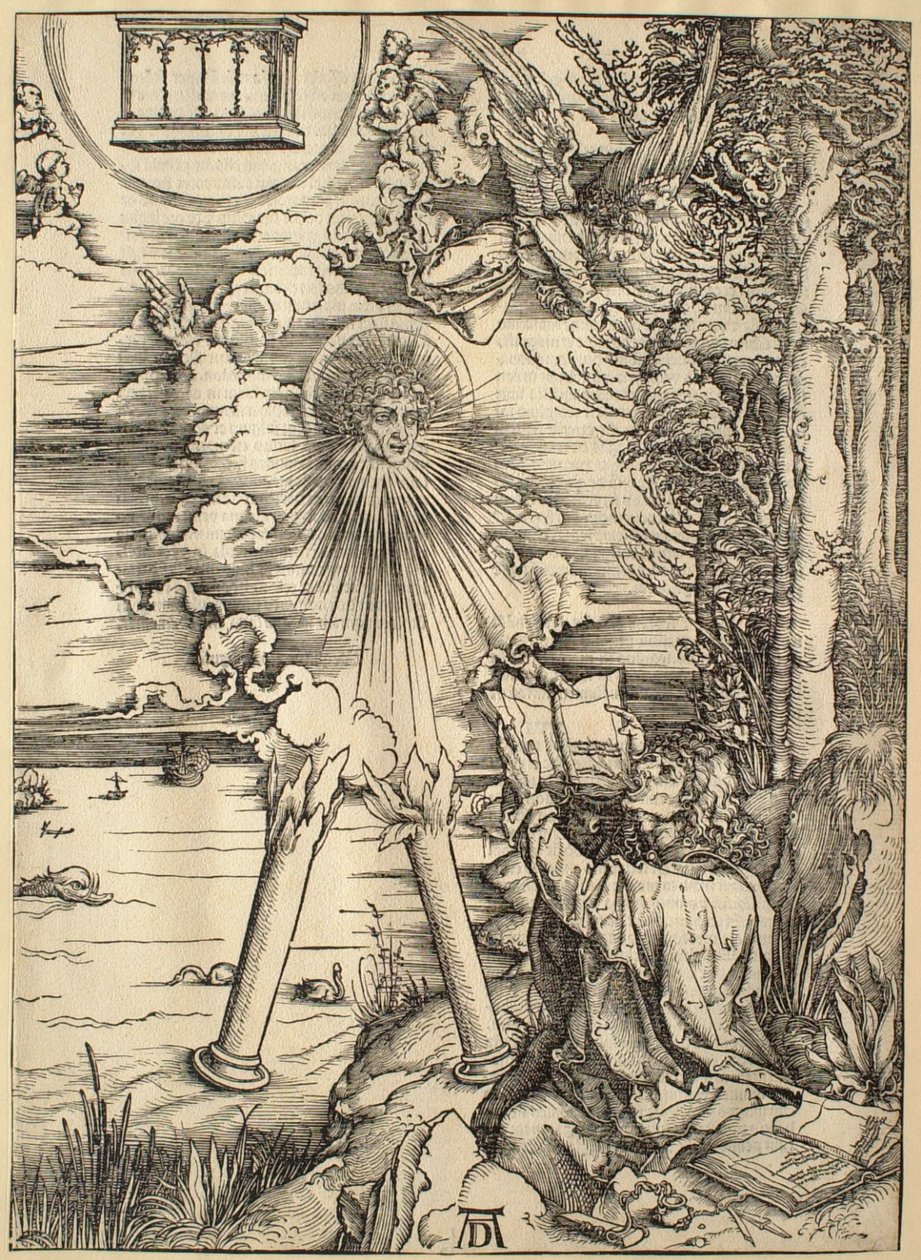 Ilmestyskirja: Pyhä Johannes nielee kirjan tekijältä Albrecht Dürer