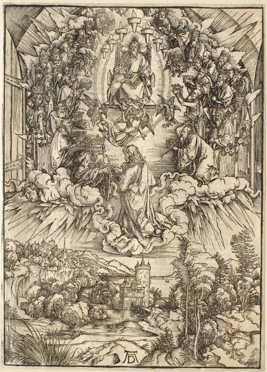 Ilmestyskirja: Pyhä Johannes Jumalan ja vanhimpien edessä tekijältä Albrecht Dürer