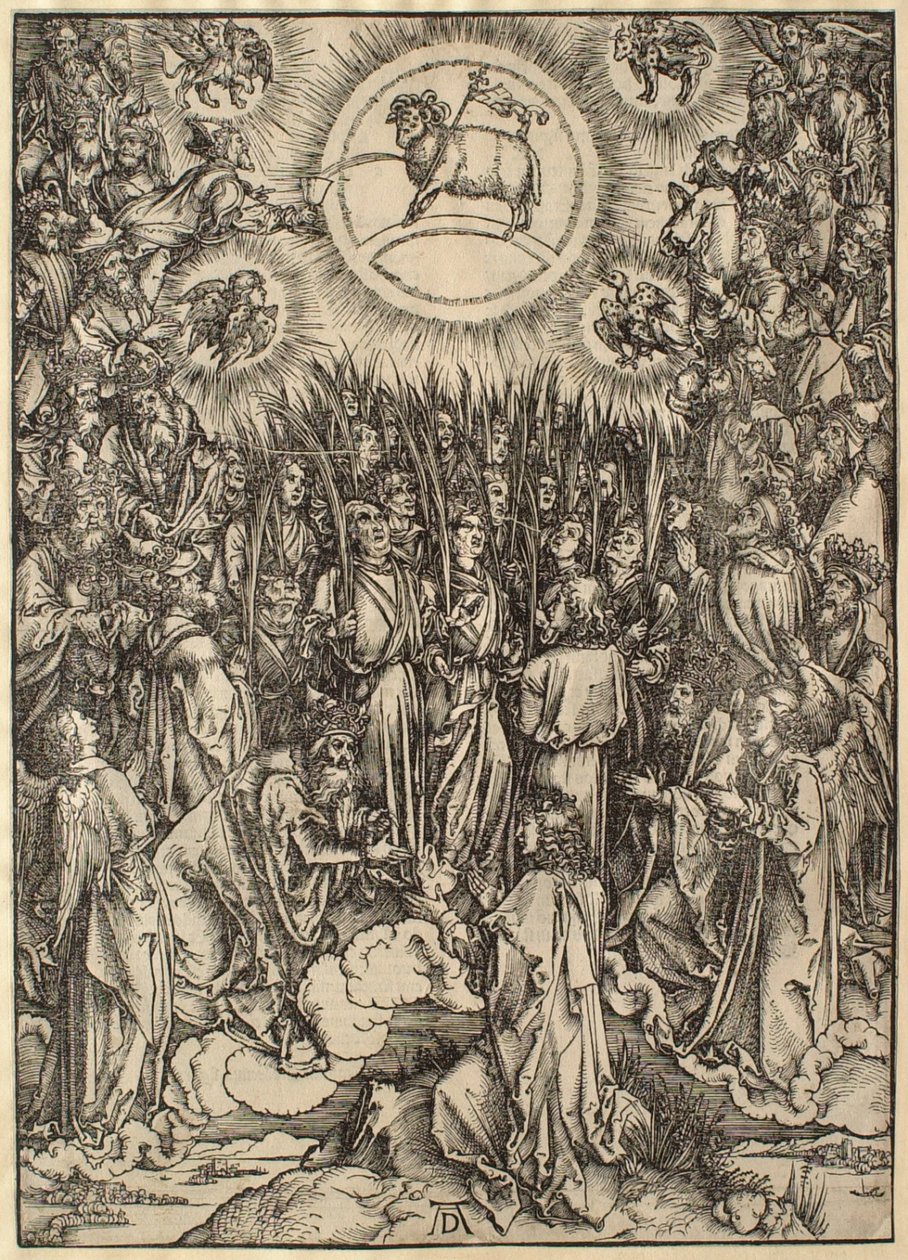 Ilmestyskirja: Karitsan kumartaminen tekijältä Albrecht Dürer