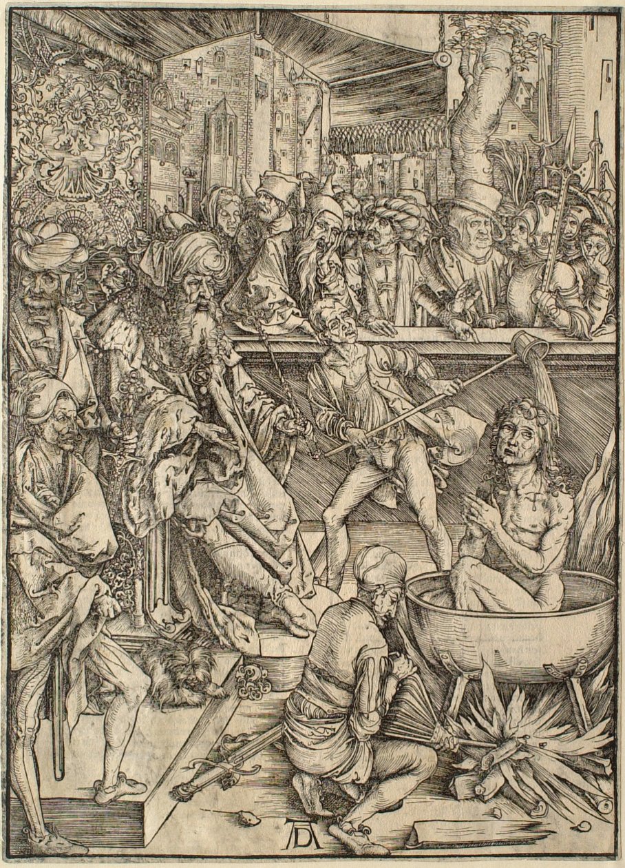 Ilmestyskirja: Pyhän Johanneksen marttyyrikuolema tekijältä Albrecht Dürer