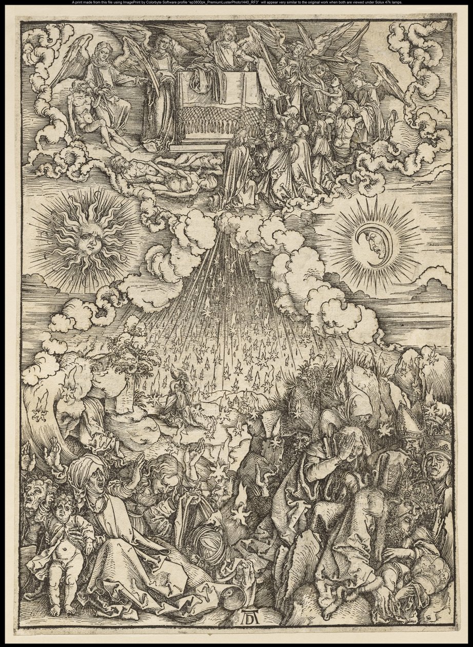 Apokalypsi: Viidennen ja kuudennen sinetin avaaminen, 1497-1498 tekijältä Albrecht Dürer