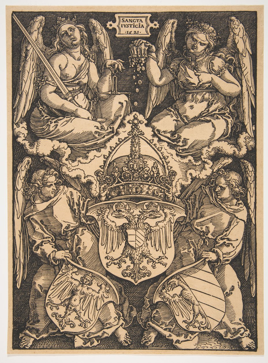 Pyhän Rooman valtakunnan ja Nürnbergin kaupungin aseet.n.d. tekijältä Albrecht Dürer