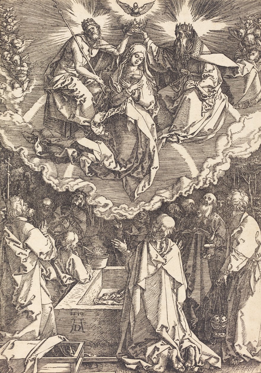 Neitsyt taivaaseenasto ja kruunajaiset, 1510. tekijältä Albrecht Dürer