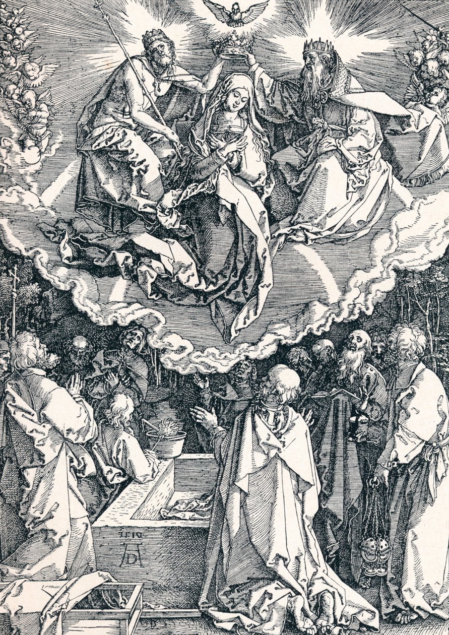 Neitsyt taivaaseenastuminen ja kruunajaiset, 1510 1906 tekijältä Albrecht Dürer