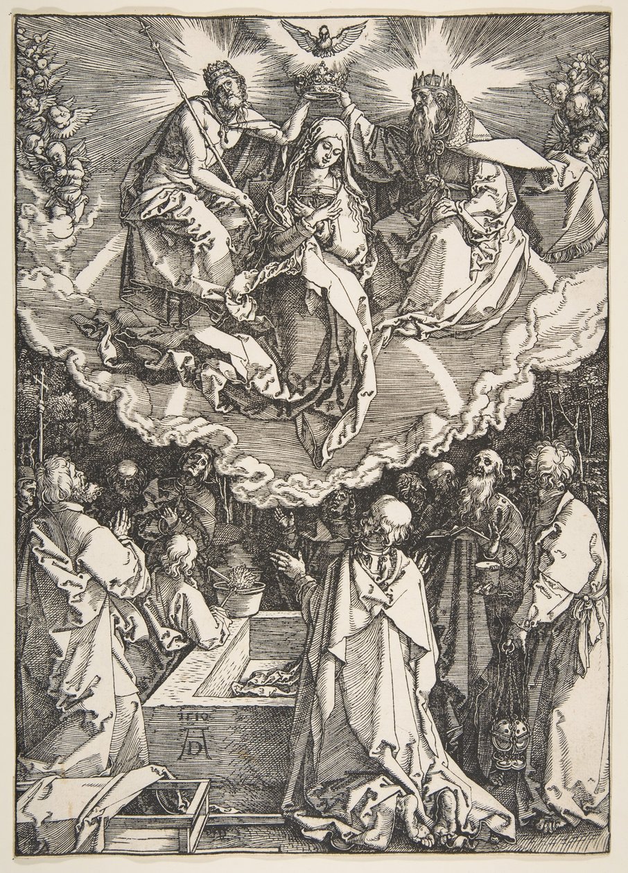Neitsyt taivaaseenastuminen ja kruunaus, Neitsyen elämästä, 1510. tekijältä Albrecht Dürer
