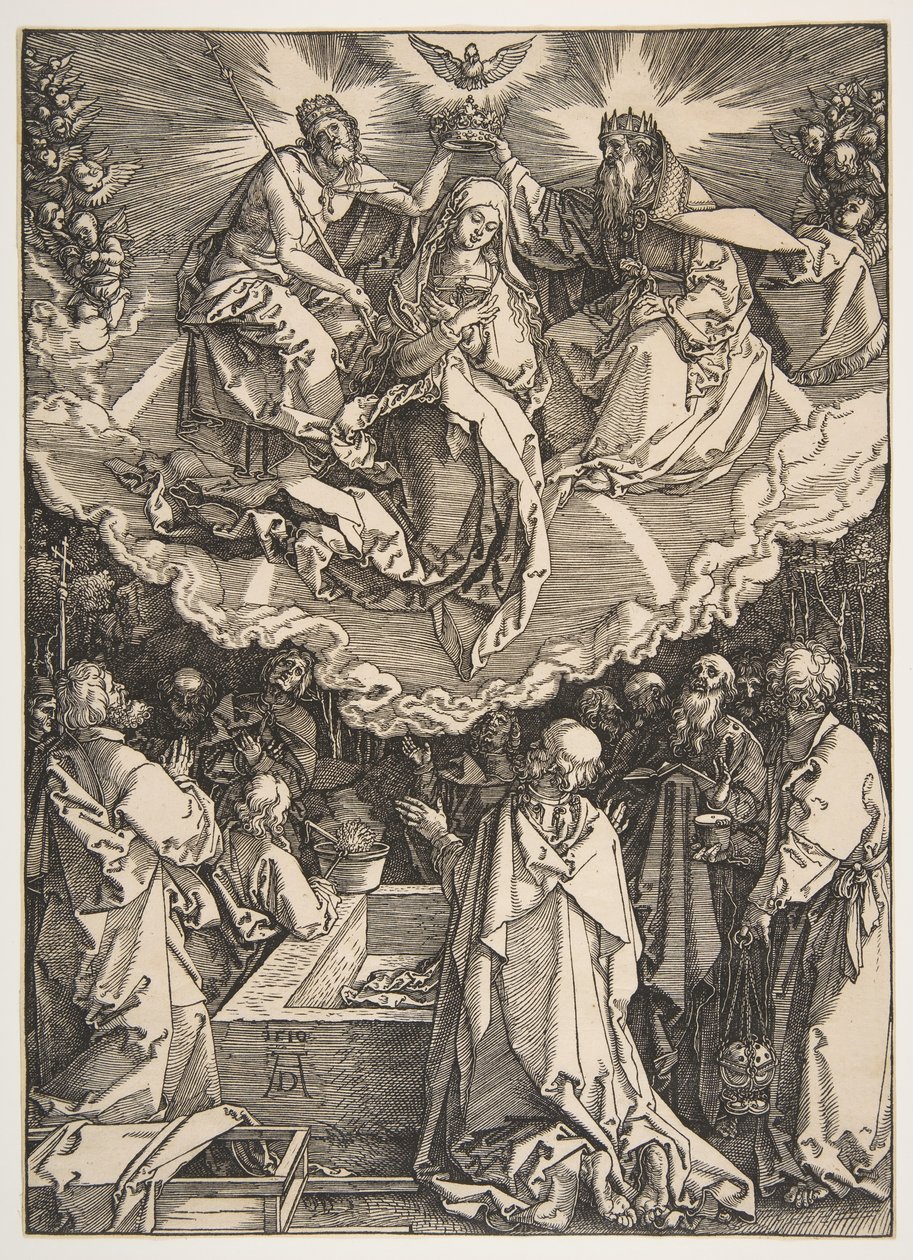 Neitsyt taivaaseenastuminen ja kruunaus, Neitsyen elämästä, 1510. tekijältä Albrecht Dürer