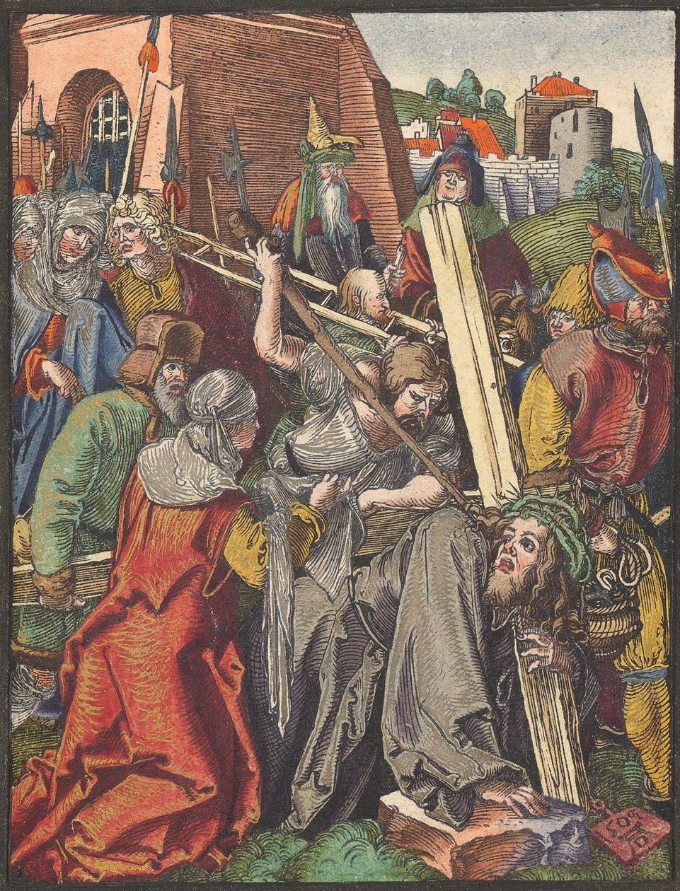 Ristin kantaminen, pienestä puupiirroksesta Passion.n.d. tekijältä Albrecht Dürer
