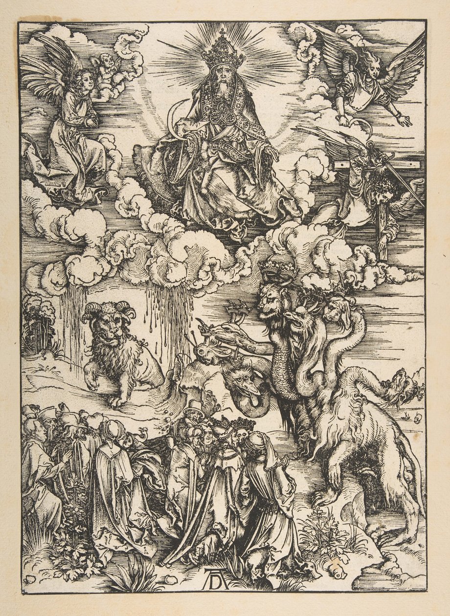 The Beast with Two Horns Like a Lamb, The Apocalypse, latinalainen painos 1511, n. 1496. tekijältä Albrecht Dürer