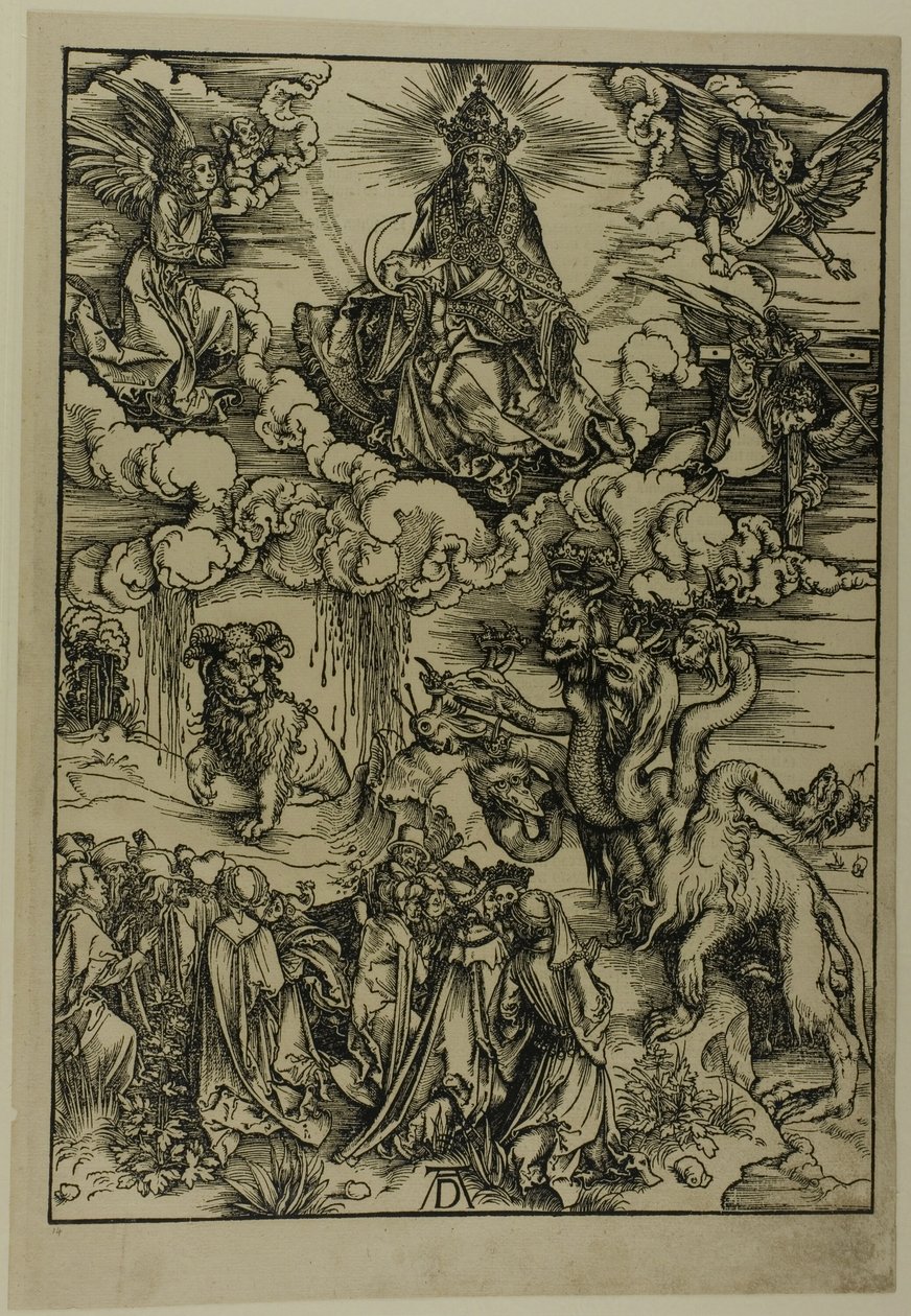 Peto kahdella sarvella kuin karitsa, Apokalypsista tekijältä Albrecht Dürer