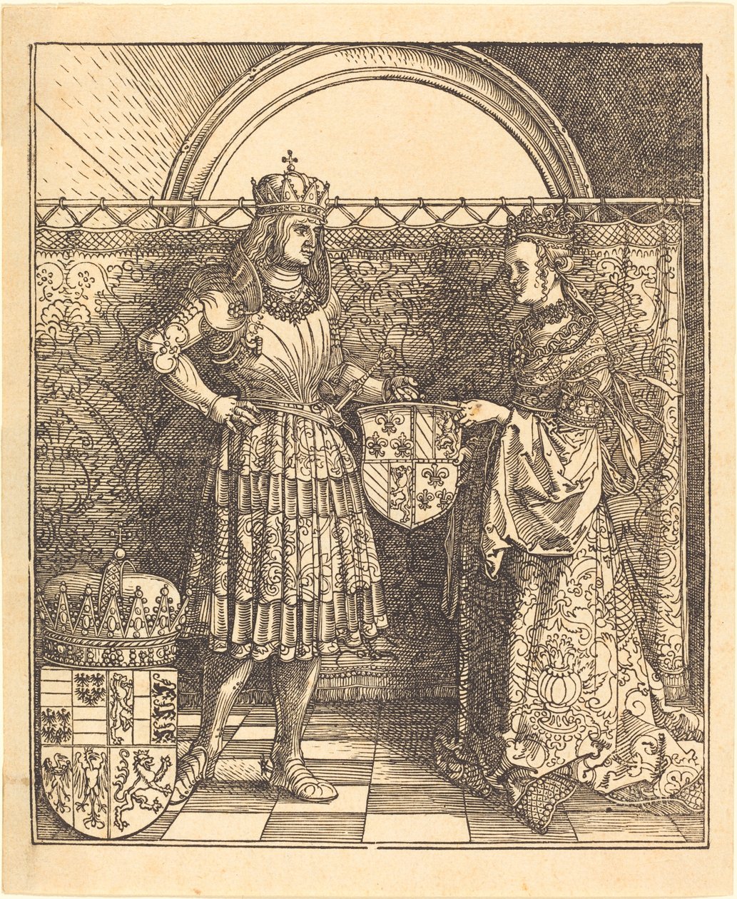 Maximilianin kihlattu Burgundin Marian kanssa tekijältä Albrecht Dürer