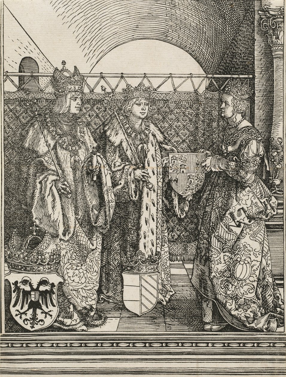 Filippos Kauniin kihla Jeanne Kastilialaisen kanssa, 1515. tekijältä Albrecht Dürer