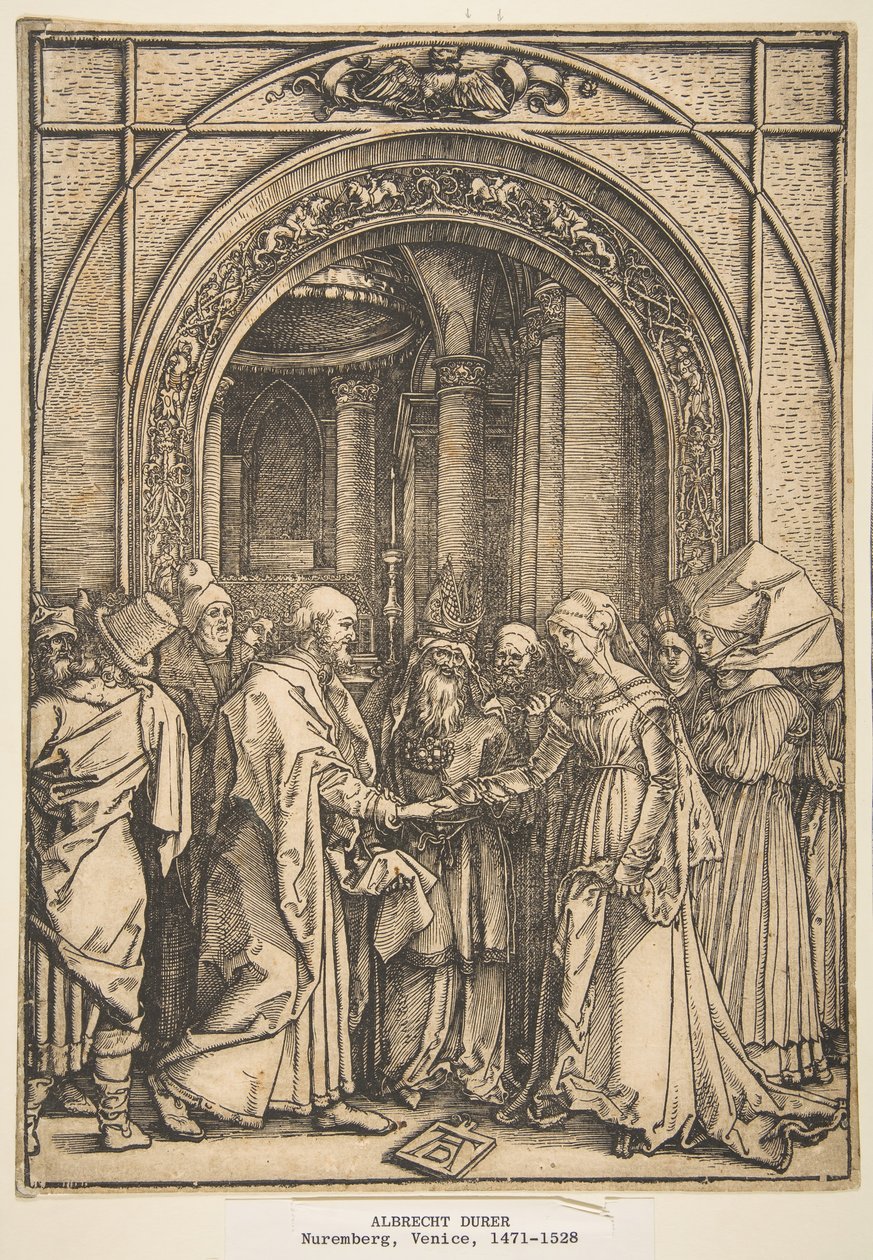 Neitsyen kihlaus, The Life of the Virgin, n. 1503. tekijältä Albrecht Dürer