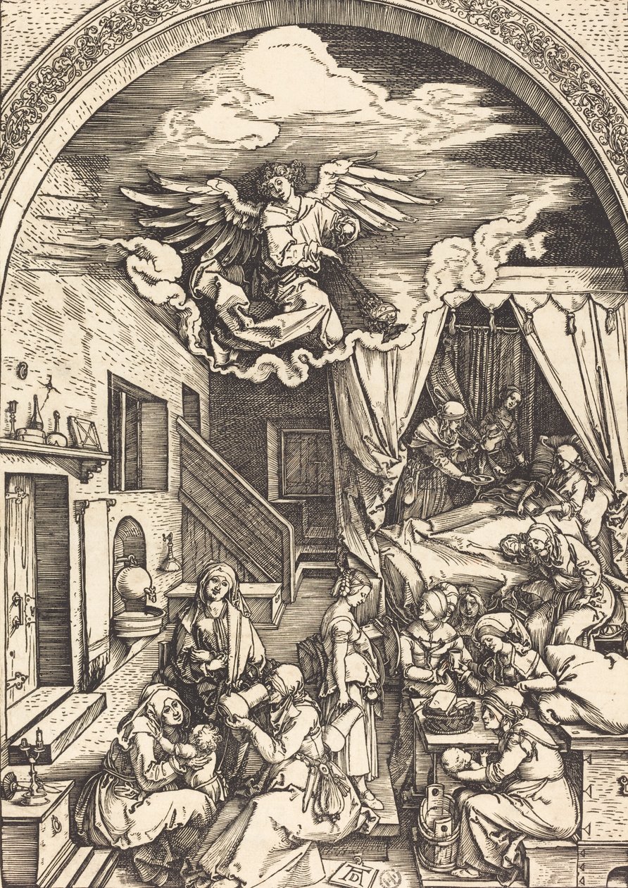 Neitsyen syntymä, n. 15031504. tekijältä Albrecht Dürer