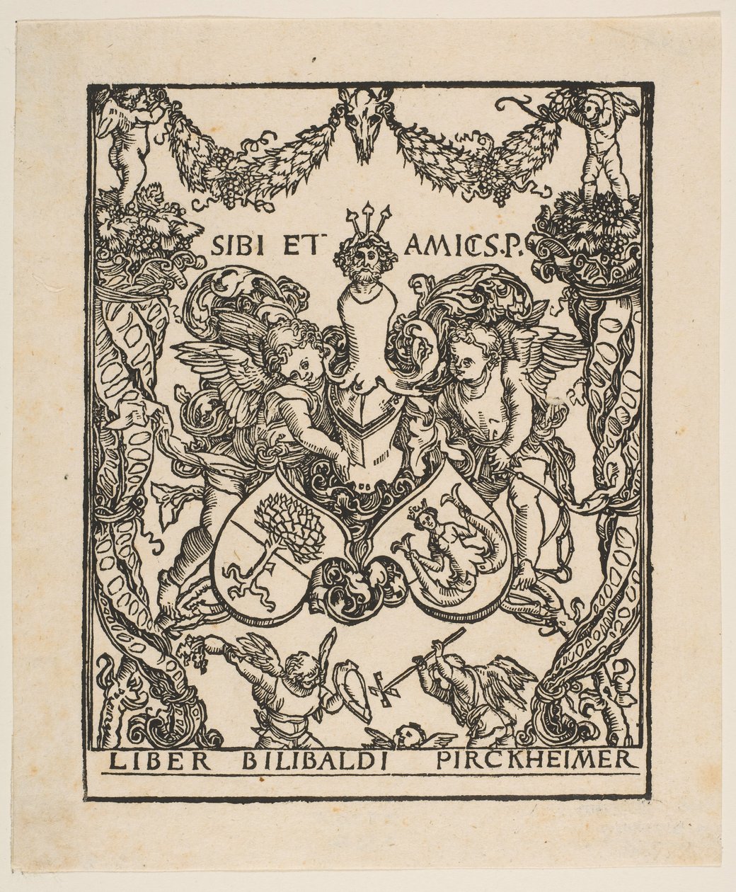 Willibald Pirkkheimerin kirjakilpi.n.d. tekijältä Albrecht Dürer