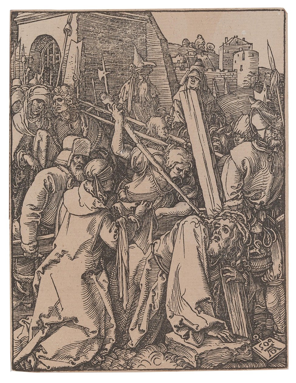 Ristin kantaminen, sarjasta Pieni kärsimys, 1509. tekijältä Albrecht Dürer