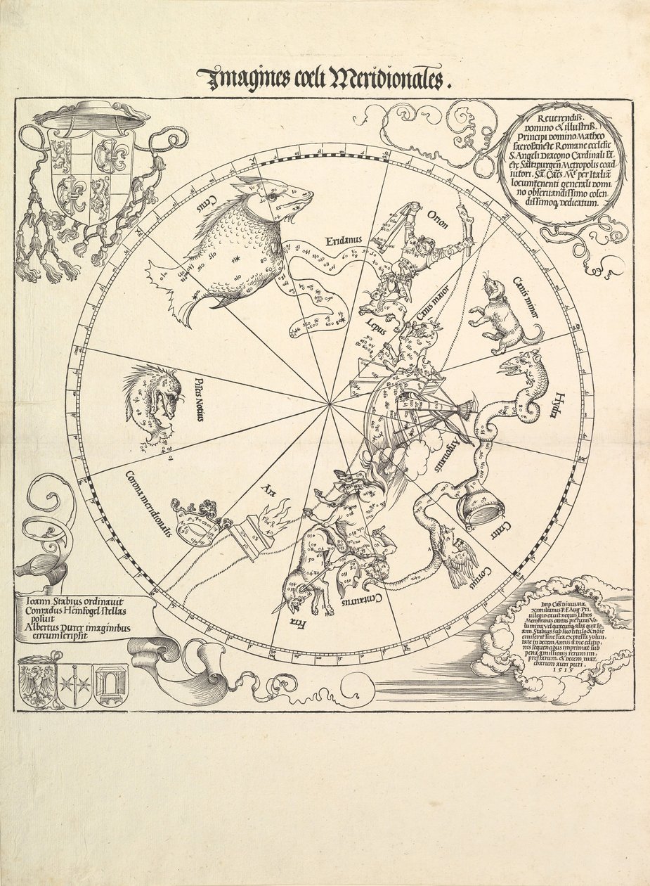 Taivaanpallo-eteläinen pallonpuolisko, 1515. tekijältä Albrecht Dürer