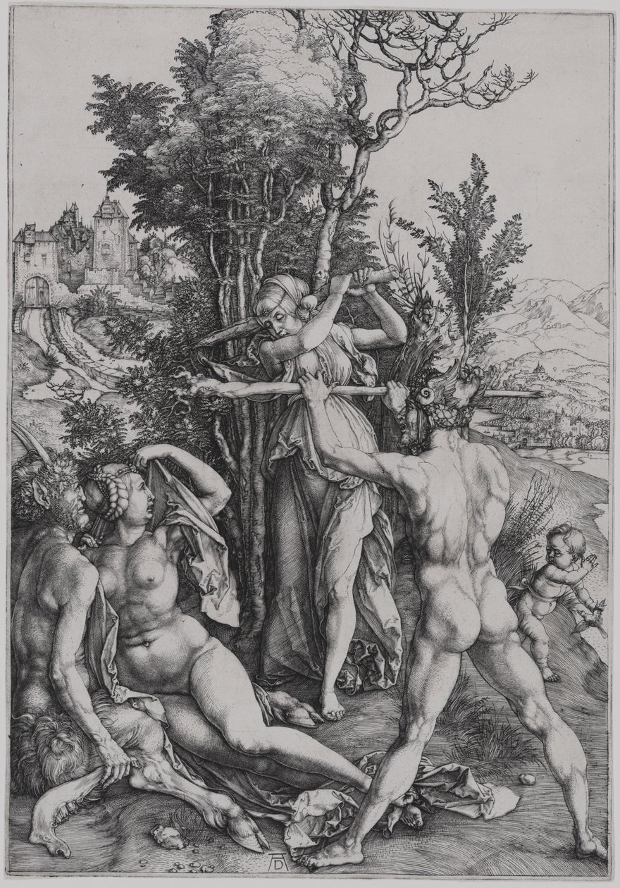 Hyveen ja nautinnon kamppailu Herakleen läsnä ollessa (Herakles tienhaarassa) tekijältä Albrecht Dürer