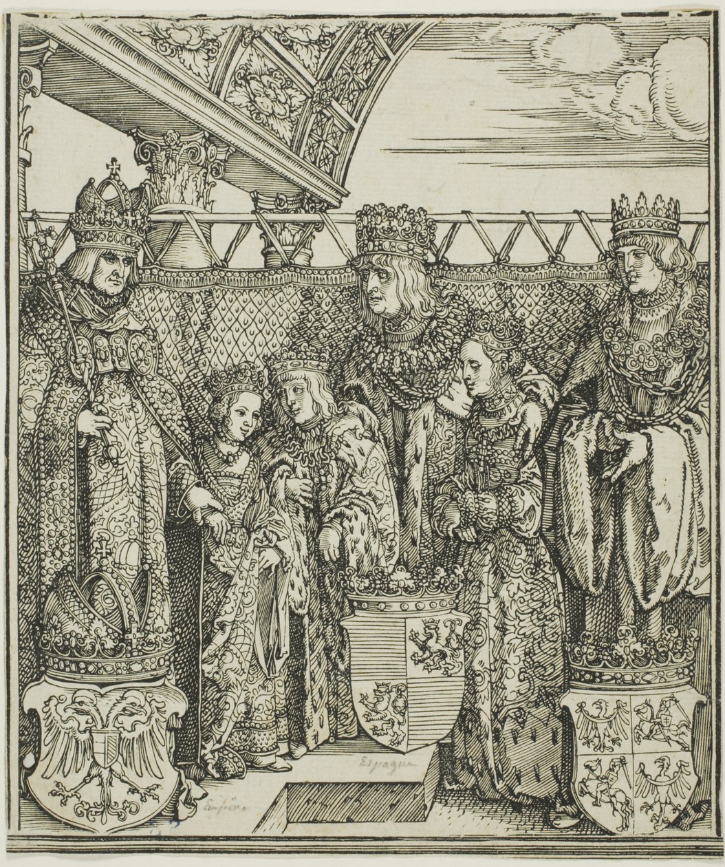Kongressi ja kaksoiskihlaus Wienissä Maximilian I:n riemukaaresta tekijältä Albrecht Dürer
