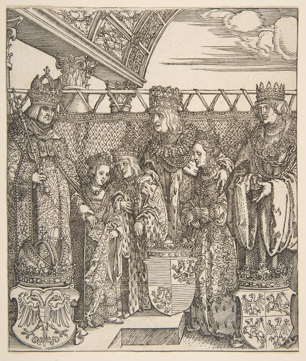 Prinssien kongressi Wienissä, keisari Maximilian I:n riemukaarelta, 1515. tekijältä Albrecht Dürer
