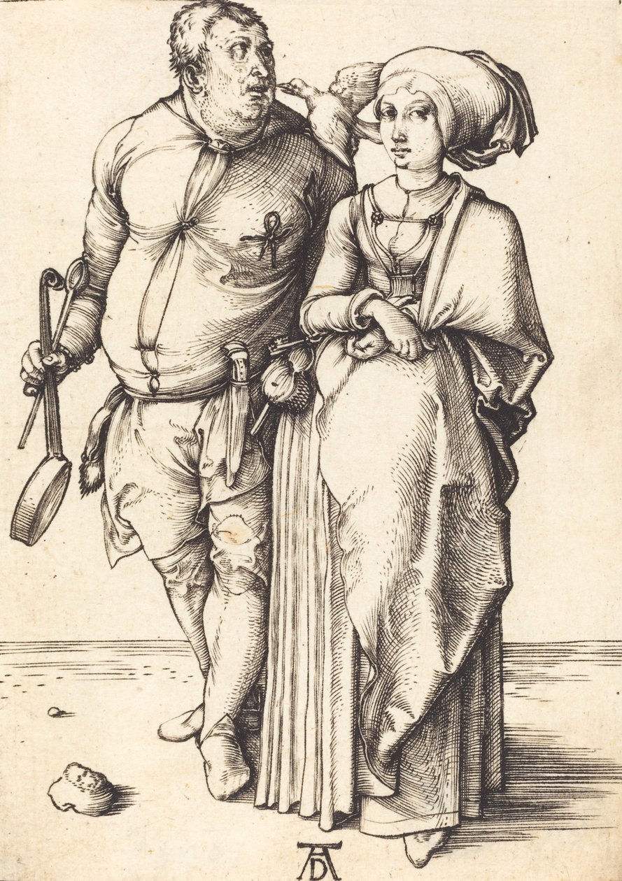 Kokki ja hänen vaimonsa, n. 14961497. tekijältä Albrecht Dürer
