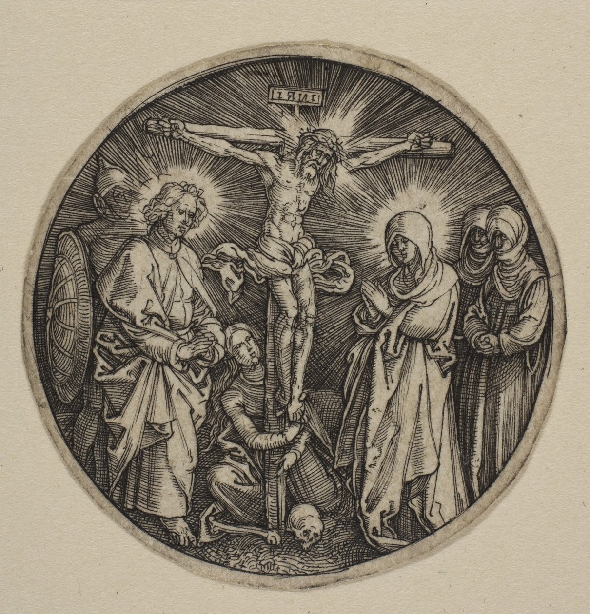 Ristiinnaulitseminen (pyöreä kuva) tekijältä Albrecht Dürer