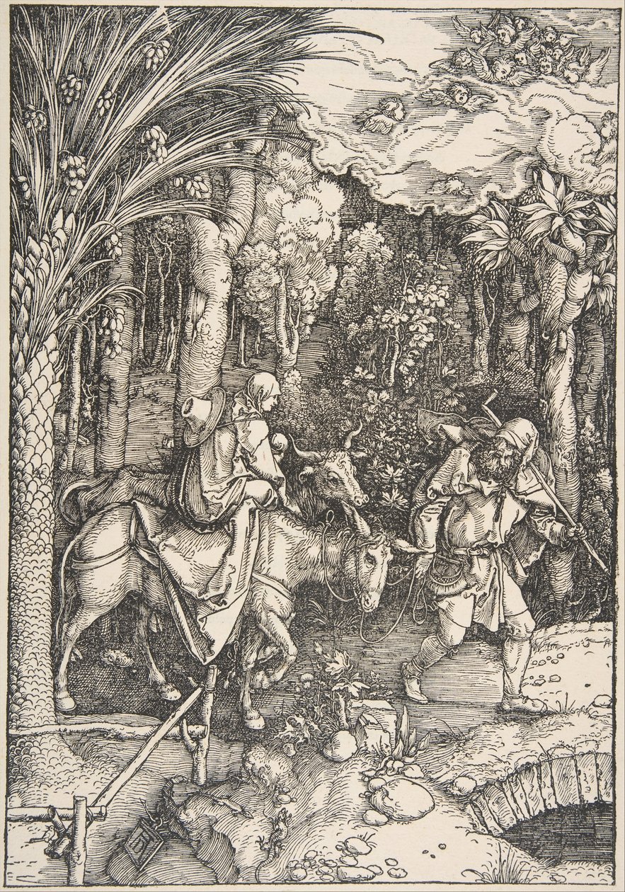Lento Egyptiin, teoksesta The Life of the Virgin, latinalainen painos, 1511, 1511. tekijältä Albrecht Dürer