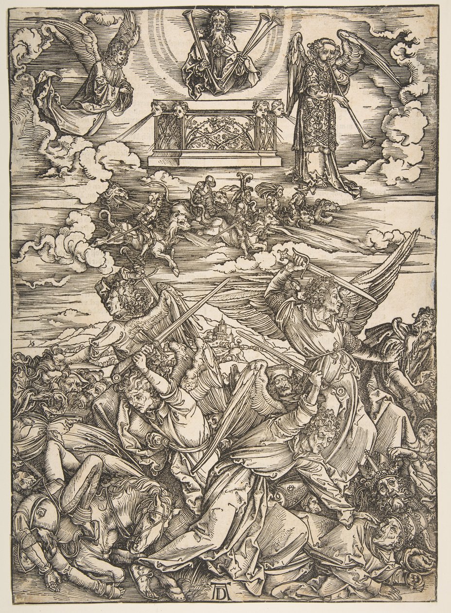 Neljä kostavaa enkeliä teoksesta "Ilmestyskirja" tekijältä Albrecht Dürer