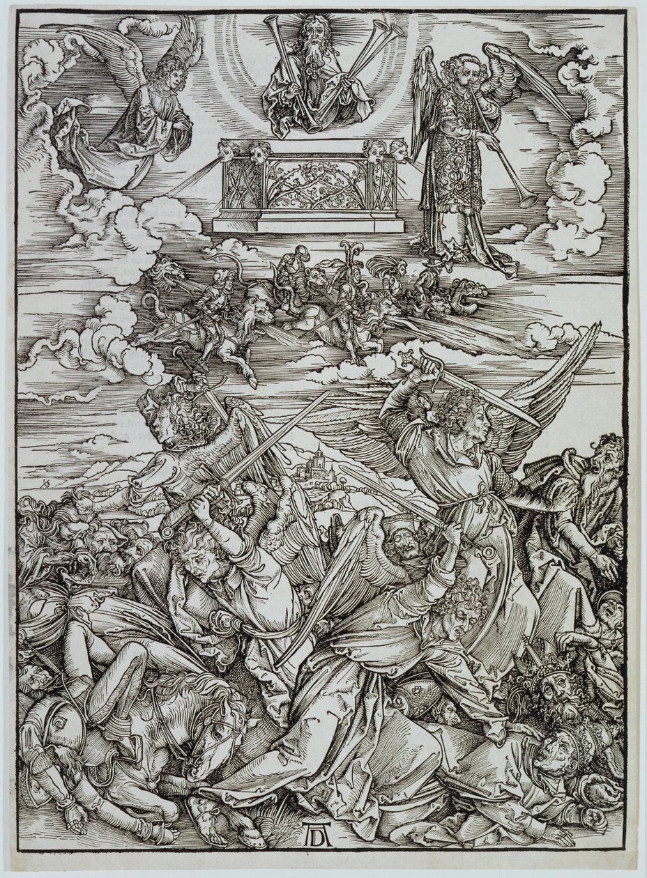 Eufratin neljä kostavaa enkeliä, sarjasta "Ilmestyskirja" tekijältä Albrecht Dürer