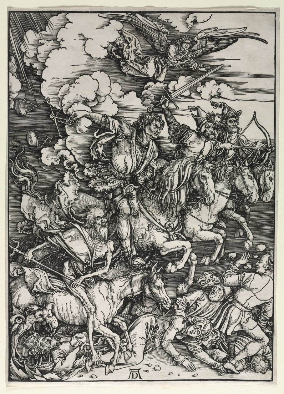 Neljä ratsumiestä, The Apocalypse, c. 1498. tekijältä Albrecht Dürer