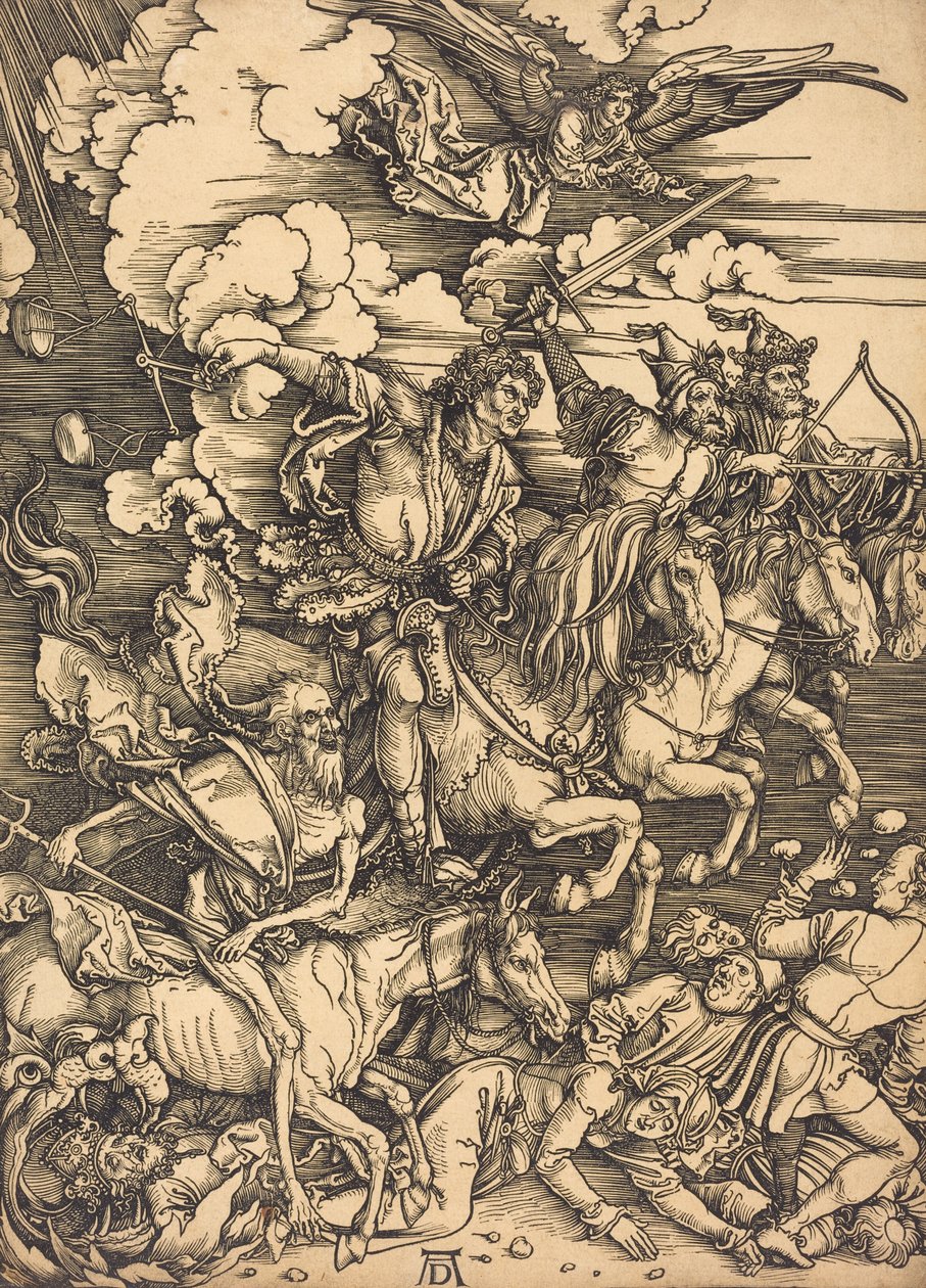 Neljä ratsumiestä, luultavasti n. 14961498. tekijältä Albrecht Dürer