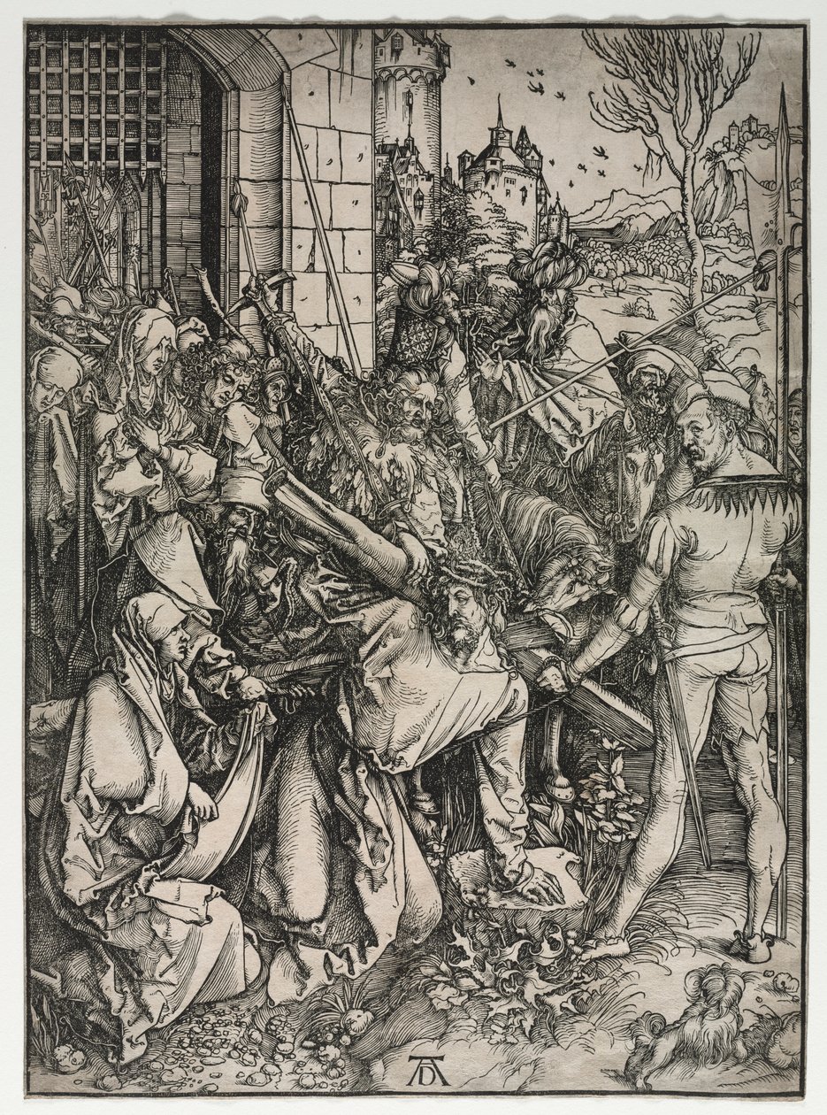 Suuri kärsimys: Kristus kantaa ristiä. tekijältä Albrecht Dürer