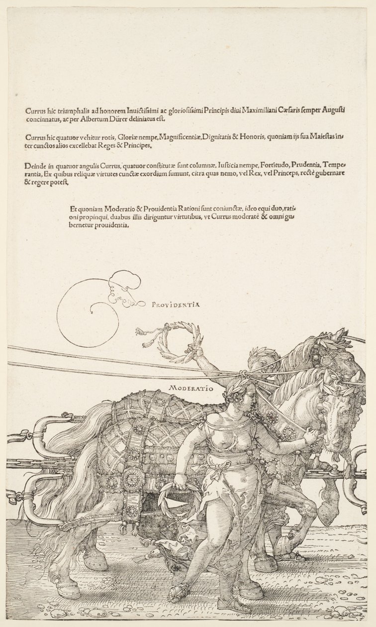 Suuret triumfivaunut: Providentia ja Moderatio tekijältä Albrecht Dürer