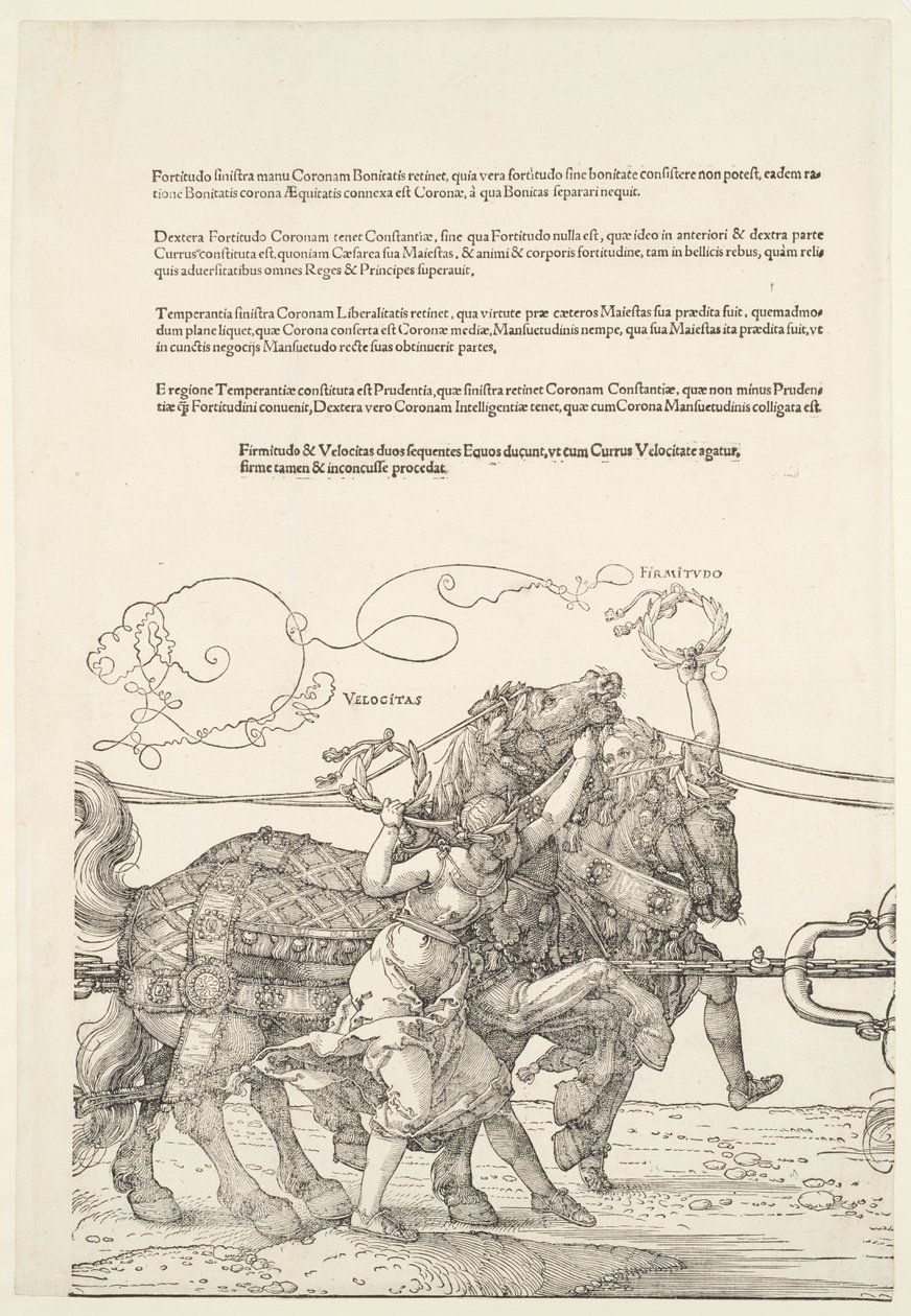 Suuri triumfivaunu: Velocitas ja Firmitudo tekijältä Albrecht Dürer